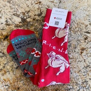 FREE AMERICAN RED CROSS FRIENDS Red and Gray Casual Socks